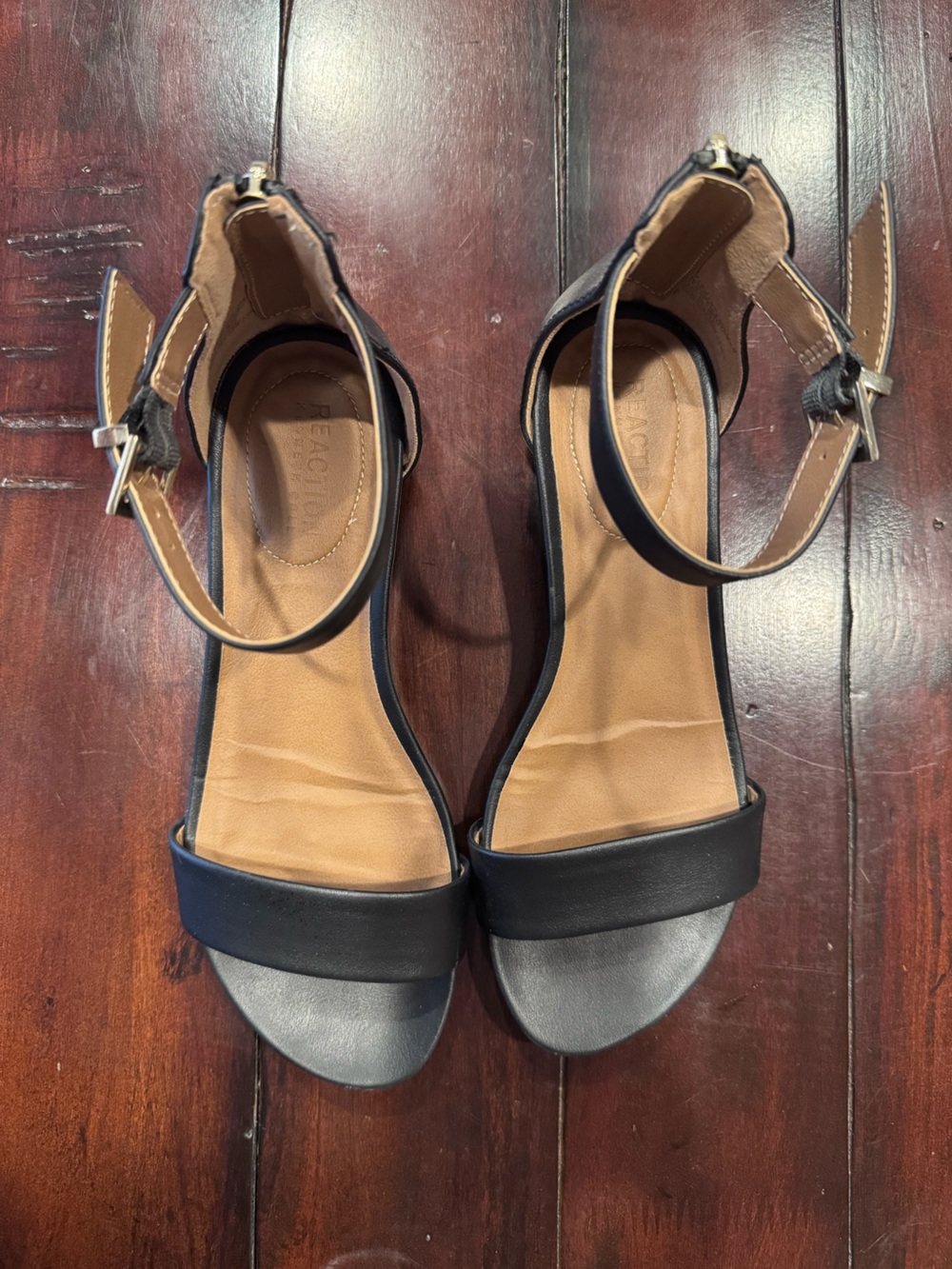 Kenneth Cole Reaction Classic Black Ankle-Strap Block Heels
